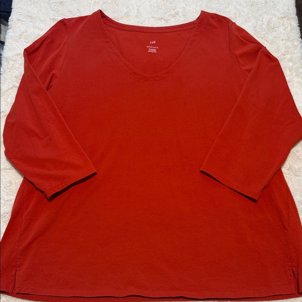 J. Jill Women's Vibrant Red 3/4 Sleeve Top